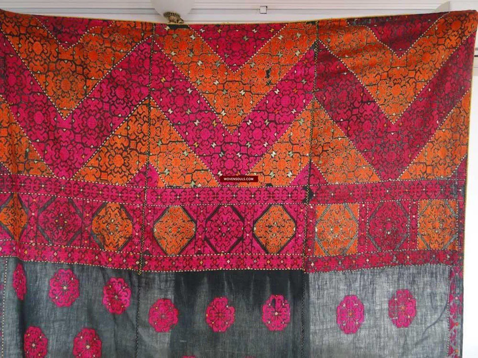 544 SOLD Gorgeous Rare Antique Swat Valley Bridal Phulkari Shawl