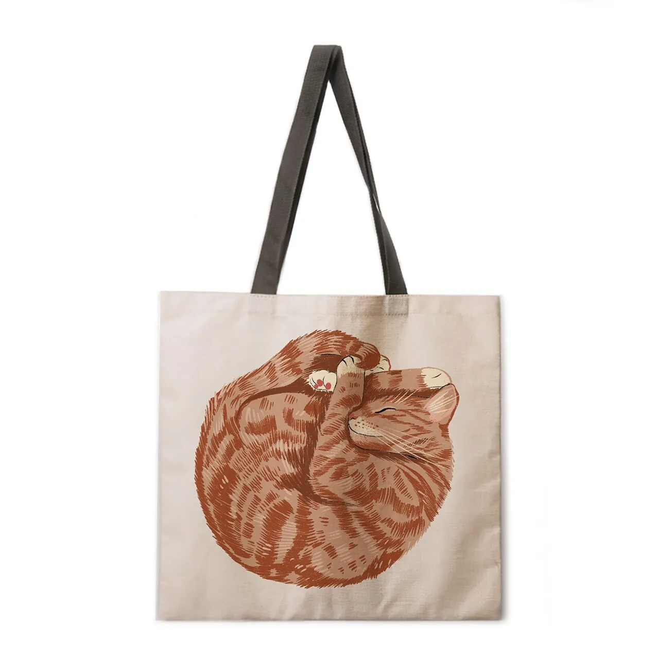 Simple cat painting handbag ladies ladies Korean shoulder bag casual shopping shopping bag large capacity tote bag