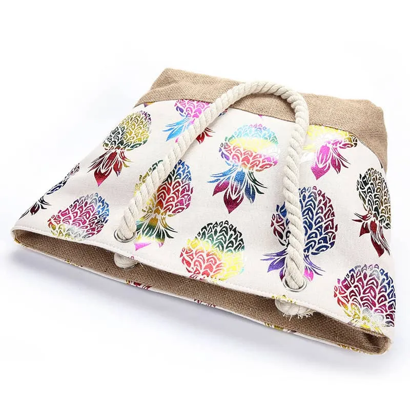 Simple pineapple print tote shopping bag